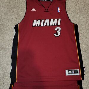 Miami Heat Dwayne Wade #3 NBA Adidas Basketball Jersey Red Size Kids Large